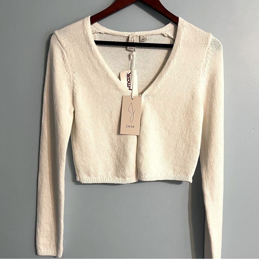 NWT - Joie Open Knit one Button Cardigan Sweater white/ivory Sz 2 women